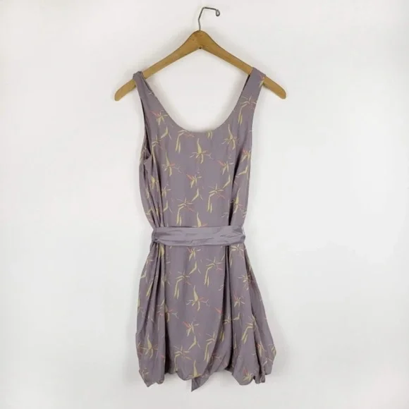 Anthropologie Partimi 100% silk bubble hem dress womens 0 lavender grey party - Picture 2 of 7
